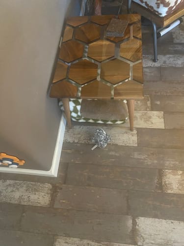 Customer photo review of Walnut Epoxy Coffee Table - Rectangle Center Table Honeycomb Pattern