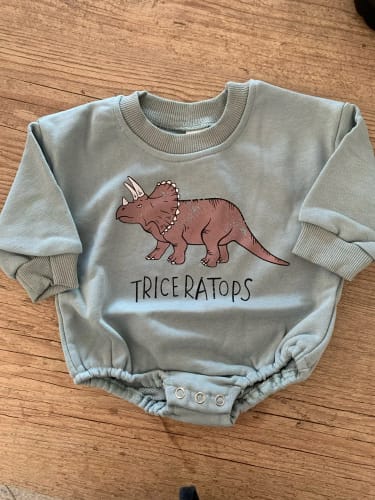 Customer photo review of Dinosaur Long Sleeve Sweatshirt Bodysuit