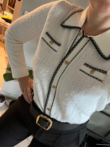 Customer photo review of Metallic Button Cropped Cardigan