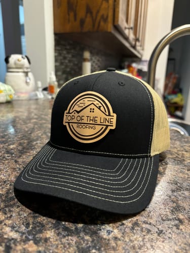 Customer photo review of Custom Leather Patch Trucker Hat - Richardson 112