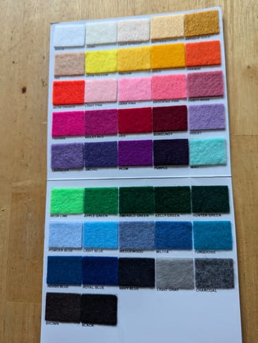 Customer photo review of 100% Wool Designer Felt Sample Bag - 3mm Thick, Duo Tones, 17 Colors