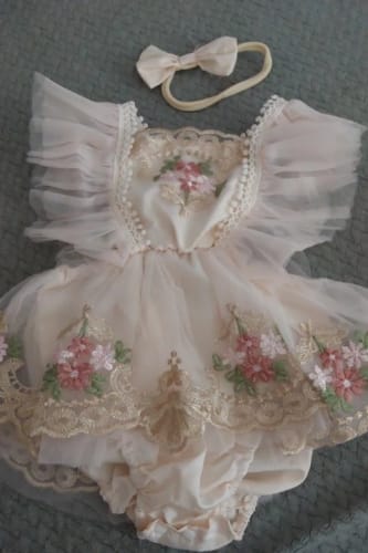 Customer photo review of Princess Floral Lace Romper