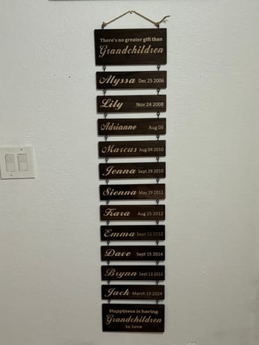 Customer photo review of Personalized Grandkids Hanging Sign (Engraved) Family Keepsake