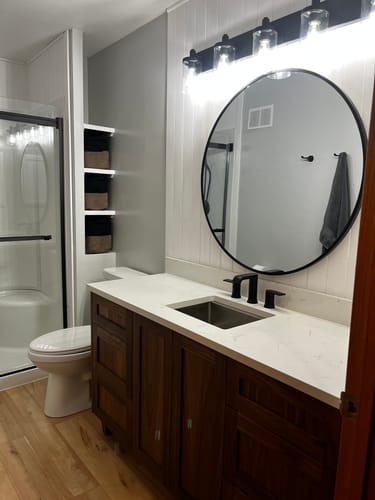 Customer photo review of Bridgeport 60" American Black Walnut Bathroom Vanity