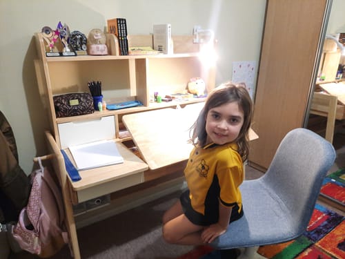 Customer photo review of Avelinn Study Desks/Solid Wood Study Desk with Shelf/Home Office/Natural color