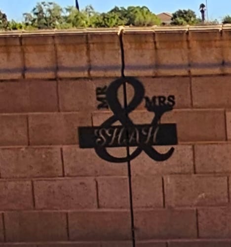 Customer photo review of Custom Metal Mr Mrs Wall Art | Metal Newlywed Sign | 20+ Color Options