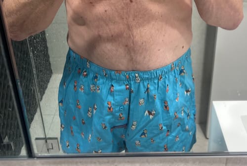 Customer photo review of Men's Dressed Up Dogs Cotton Boxer Shorts 3 Pack - Blues