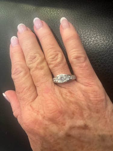 Customer photo review of Bezel Round Moissanite Channel Euro Shank Engagement Ring