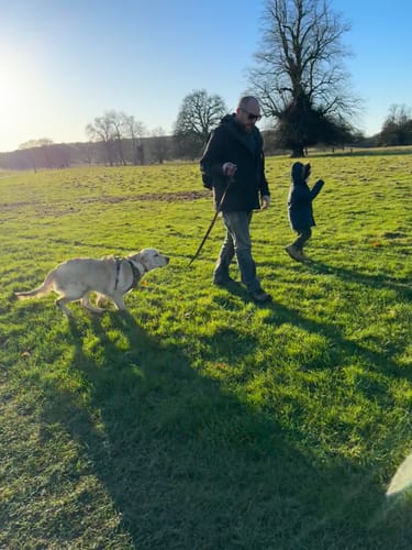 Customer photo review of Trail & Glow Tweed Dog Harness - Oxford Tweed