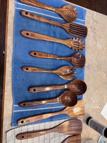 Customer photo review of 10 Piece Teak Wooden Utensil Set