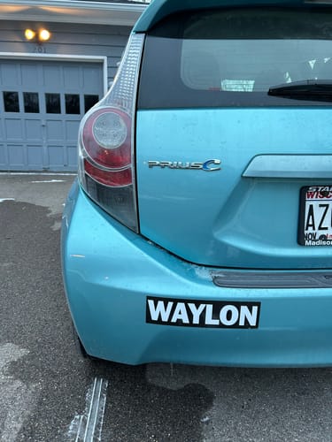 Customer photo review of Waylon Bumper Sticker