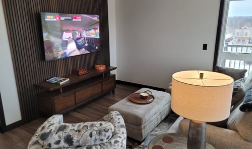 Customer photo review of Acoustic Slat Wall Panel | Smoked Oak | Premium 3-sided Wood Veneer