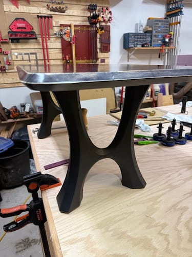 Customer photo review of Bench Legs 103 Haru 16H for Dining Live Edge Tabletop
