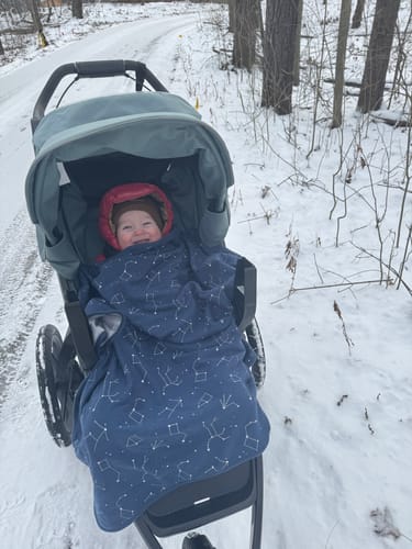 Customer photo review of 4 Season® Stroller Merino Wool & Organic Cotton Baby Blanket, 40" x 31.5", Night Sky™