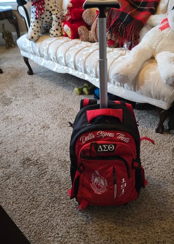 Customer photo review of Delta Sigma Theta Embroidered Backpack/Trolley Bag