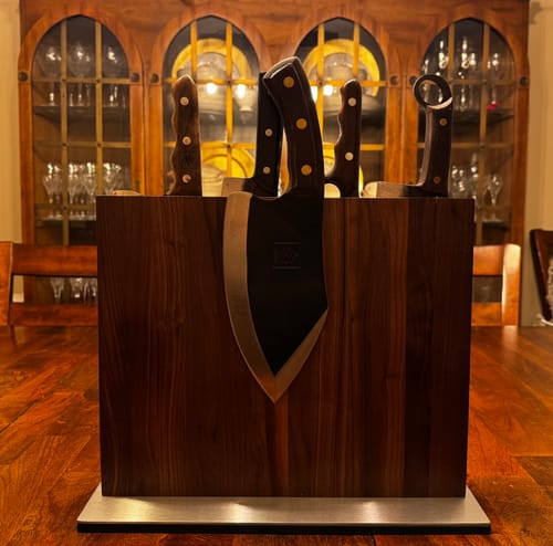 Customer photo review of Walnut Magnetic Knives Holder