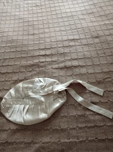 Customer photo review of Silk Sleep Cap – Nighttime Hair Shield