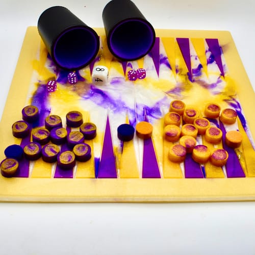 Customer photo review of 14x14x0.5" Medium Backgammon Board With Pieces Silicone Mold