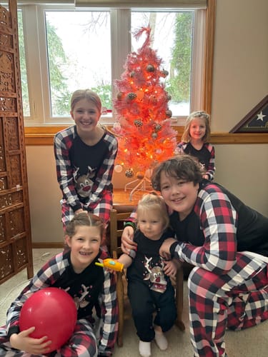 Customer photo review of Christmas Cute Deer Print Family Matching Long-sleeve Black Red Plaid Pajamas Set
