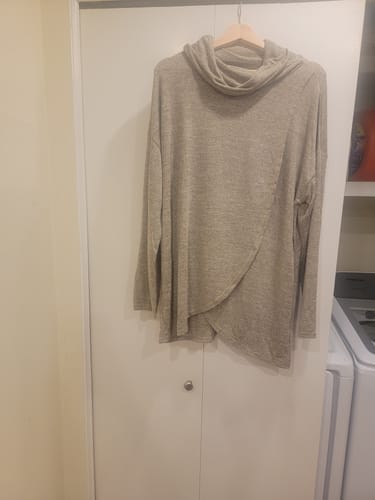 Customer photo review of Junior Plus Taupe Turtle Neck Wrap Hem Long Sleeve Top /2-2-1
