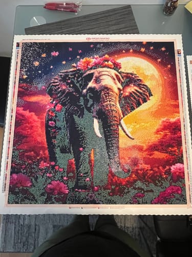 Customer photo review of 5D Diamond Painting AB Steine Elephantia Blossom Magic mit 100 Farben