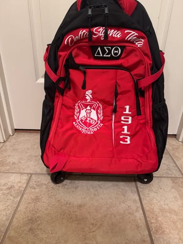 Customer photo review of Delta Sigma Theta Embroidered Backpack/Trolley Bag