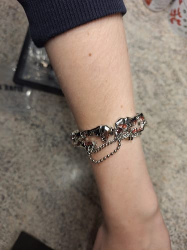 Customer photo review of "Wind Erosion" Platinum Plated Chunky Chain Cuff Bracelet, Y2K Statement Jewelry