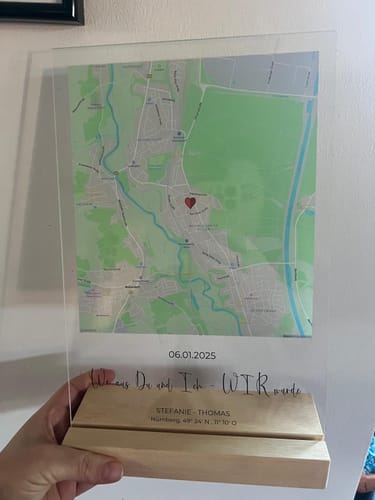 Kundenbewertung mit Foto zu "Unser Ereignis" - Personalisierte Acryltafel