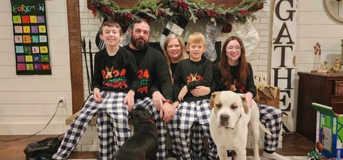 Customer photo review of "2024 Family Christmas" Moose Letter Print Black Long Sleeve Top with Black And White Plaid Pants Family Matching Pajamas