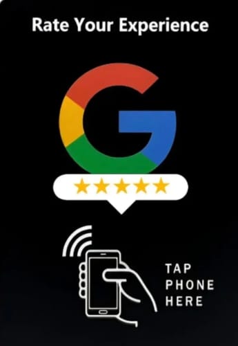 Customer photo review of NFC Google Review Card