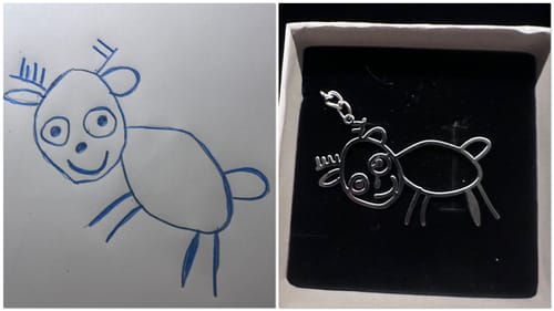 Customer photo review of Persönliche Kinderzeichnung als Halskette oder Anhänger