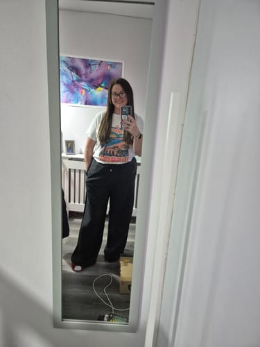 Customer photo review of High Waisted Wide Leg ‘Mila’ Trousers - Black