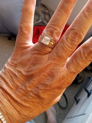 Customer photo review of Princess Cut Moissanite Triple Row Pave Engagement Ring