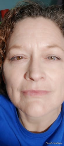Customer photo review of Margaret Iris Purple Colored Contact Lenses
