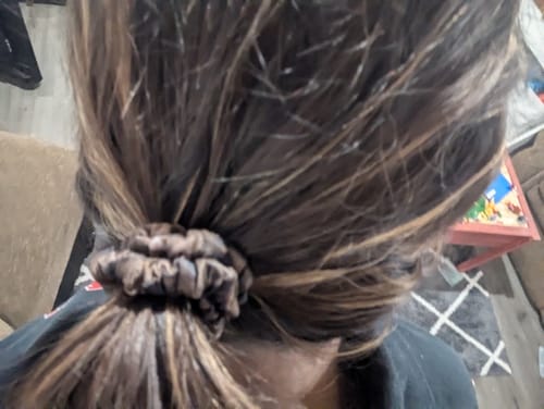 Customer photo review of Medium Brunette / Deep Brunette - Hair Match Silk Scrunchies