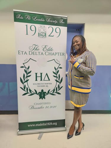 Customer photo review of Sigma Gamma Rho Houndstooth Cardigan (only)