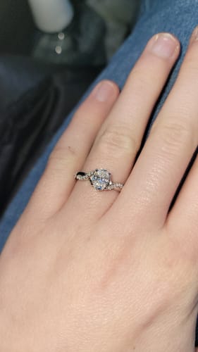 Customer photo review of Twisted Infinity Oval Moissanite Pave Engagement Ring