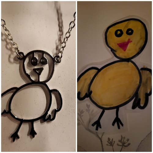 Customer photo review of Persönliche Kinderzeichnung als Halskette oder Anhänger