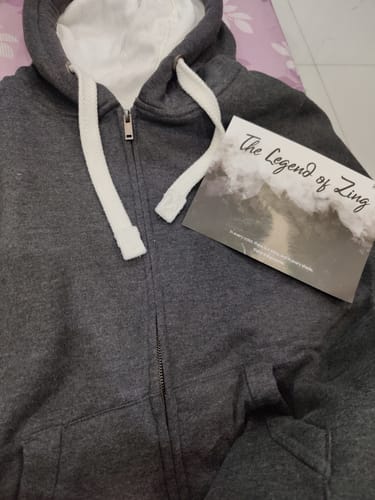 Customer photo review of Premium fit zip Hoodie - Black with White Rope