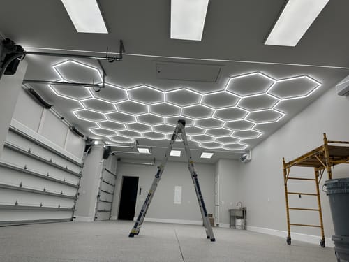 Customer photo review of Dimmable Hexagon Lights | Hex Garage