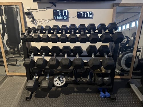 Customer photo review of RitFit Rubber Hex Dumbbell Set with Rack