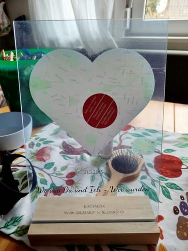 Kundenbewertung mit Foto zu "Unser Ereignis" - Personalisierte Acryltafel