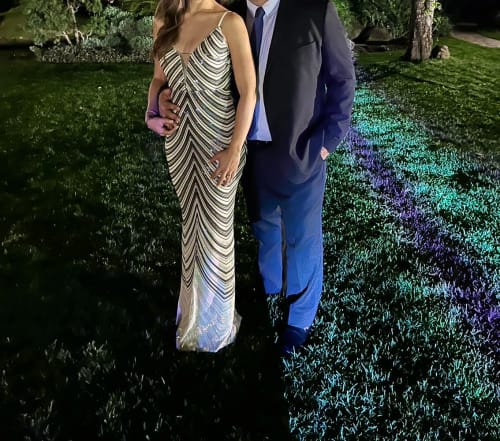 Customer photo review of Champagne Mermaid Sequin Long Formal Prom Dress