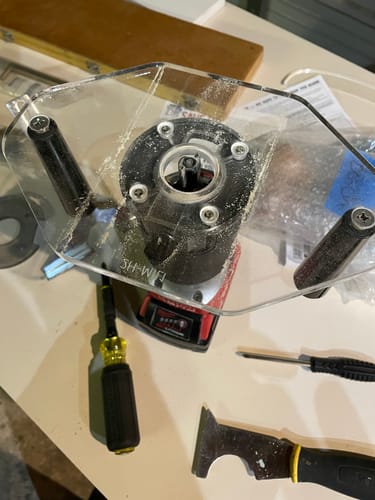 Customer photo review of Milwaukee M18 (2723-20) Palm/Trim Router Base Plate - Two Handle
