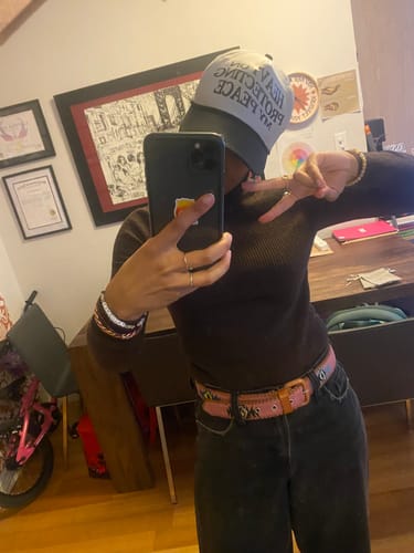 Customer photo review of HEAVY ON PROTECTING MY PEACE Two Tone Cap (More Colors)