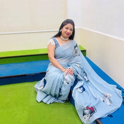 Customer photo review of Story Style (Hand Embroidery Mul Mul Cotton Saree)