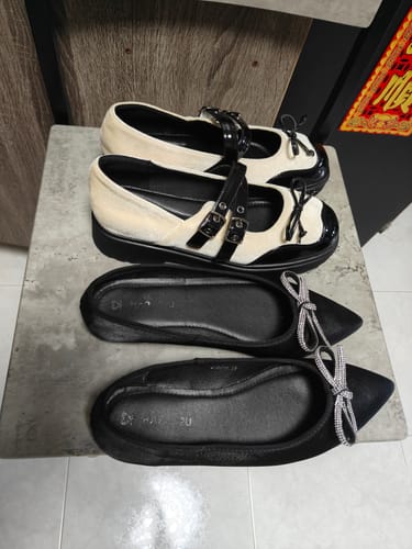 Customer photo review of Satin Ribbon Ballerina Flats