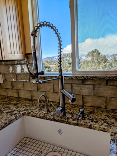 Customer photo review of Klempner Professional Pull Down Spray Dual Handle Swivel Spout Kitchen Faucet