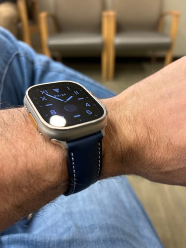Customer photo review of Le Petit Prince x Bluebonnet Italian Leather Apple Watch Band - Midnight Blue