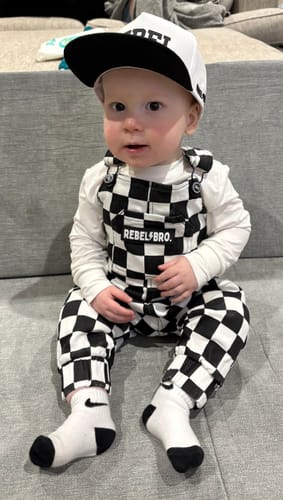 Customer photo review of The Live Fast Checkered Overall in Venice